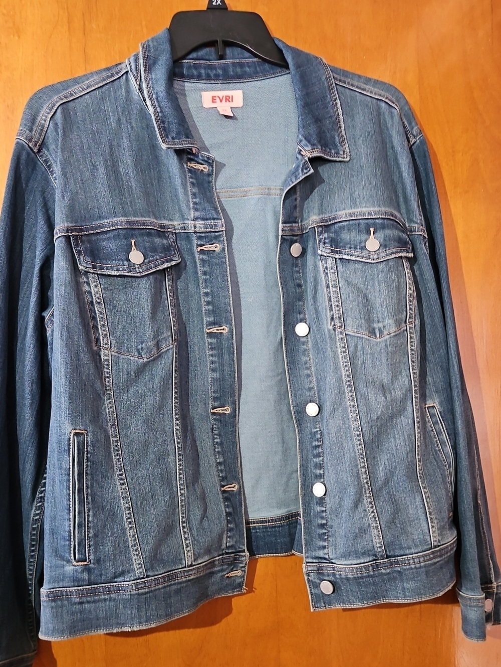 EVRI Medium Blue Women's Denim Jacket with Button Front